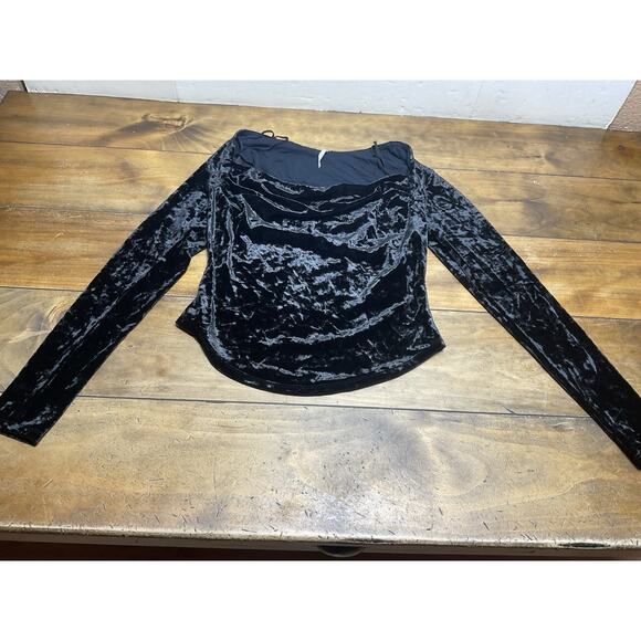 Free People Long Sleeve Velvet Square Neck Whimsigoth Blouse Women's Size S - Picture 1 of 12